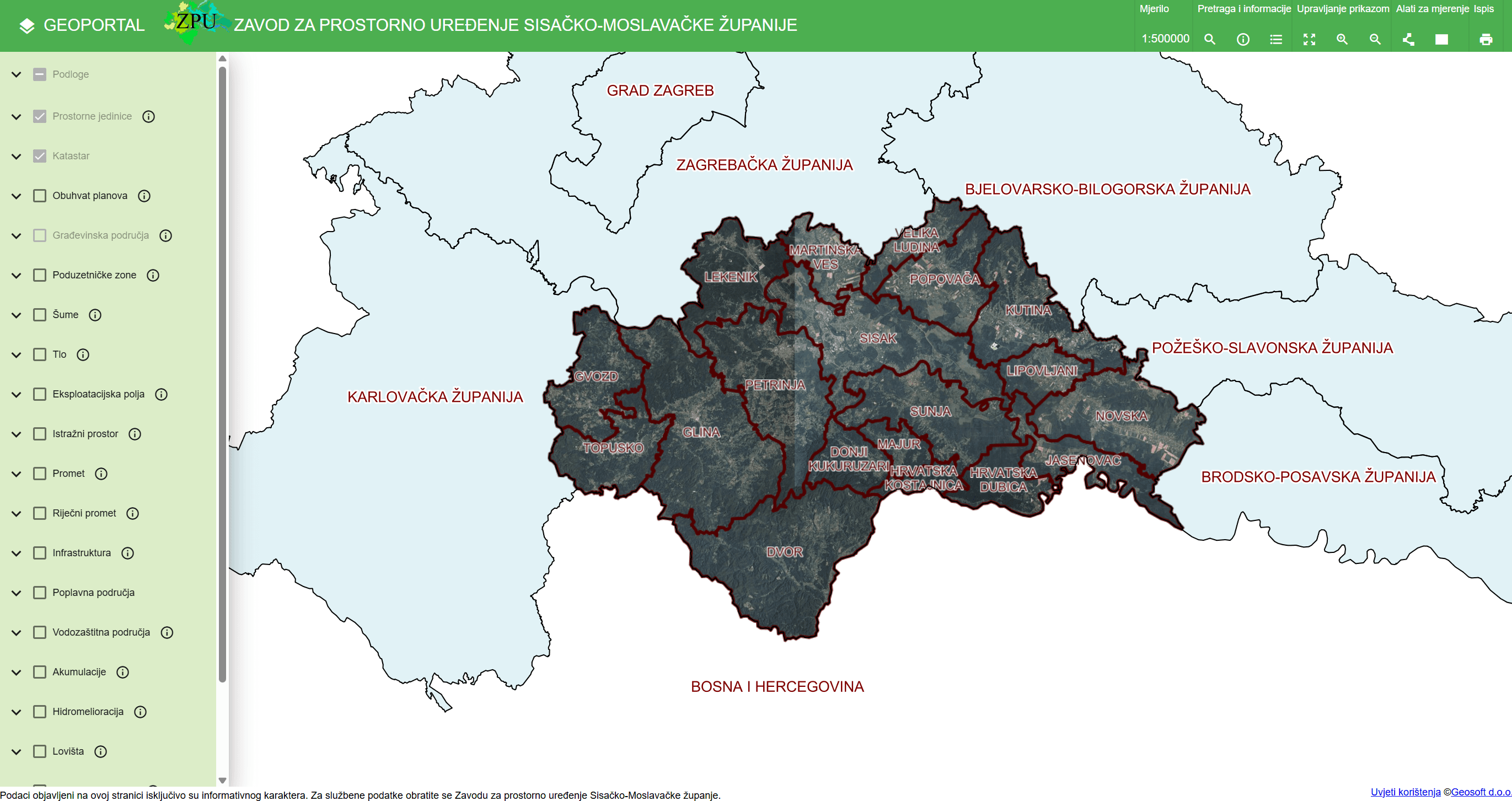 Geoportal of the Sisak-Moslavina County Institute for Spatial Planning